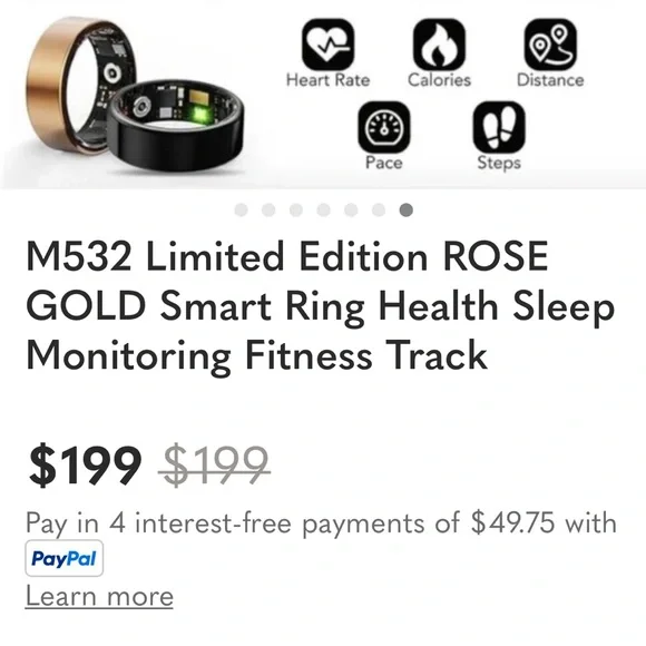 NWT Smart Ring SILVER Next Gen Health, Sleep Monitoring, Fitness Tracker